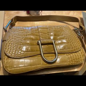 Vince Caputo  croc embossed medium leather shoulder bag
